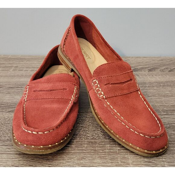 Sperry Top-Sider Women's 8.5 Seaport Penny Stud Suede Loafer Wine STS84515